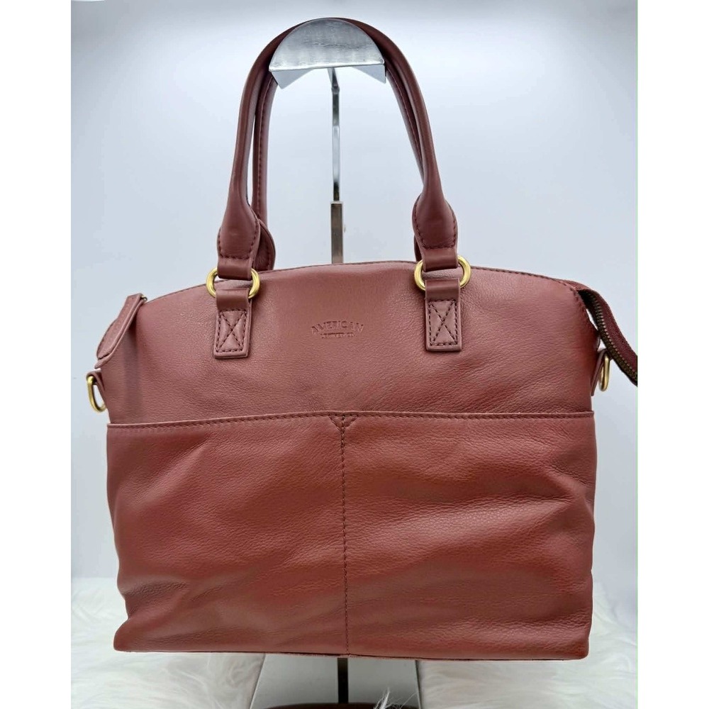 American Leather Co Carrie Dome Satchel Crossbody Bag Cordovan Brandy